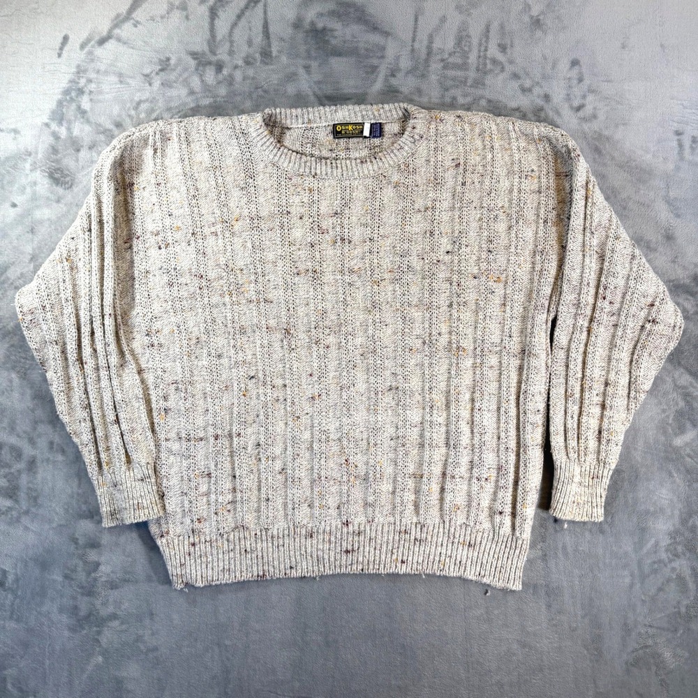 Vintage Oshkosh B'gosh Men's Knit Sweater Size XL Speckled Crew Neck Long Sleeve